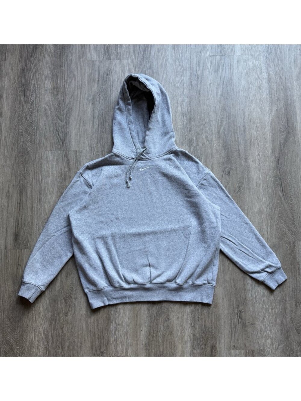 Rare Vintage Y2K Nike Mini Mid Swoosh Gray Hoodie Sports Streetwear Gym Run Yoga